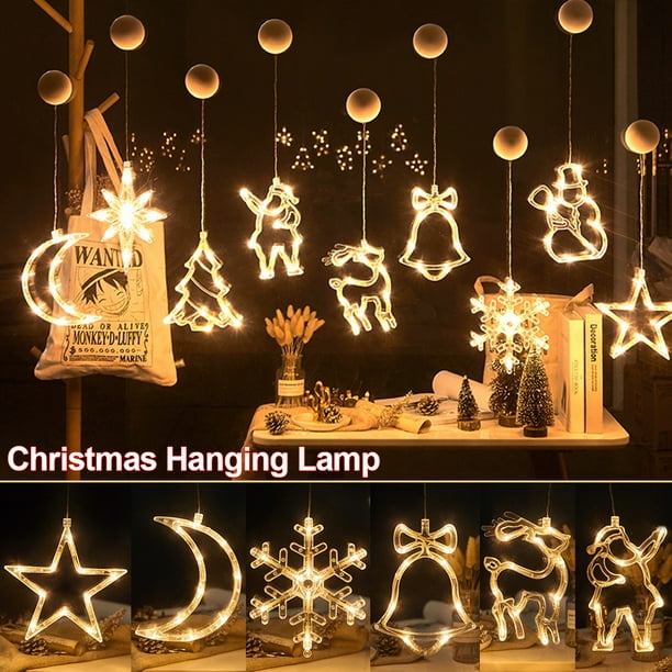 Christmas LED Window Decor Fairy Light Lamp with Sucker Hook Battery Operated